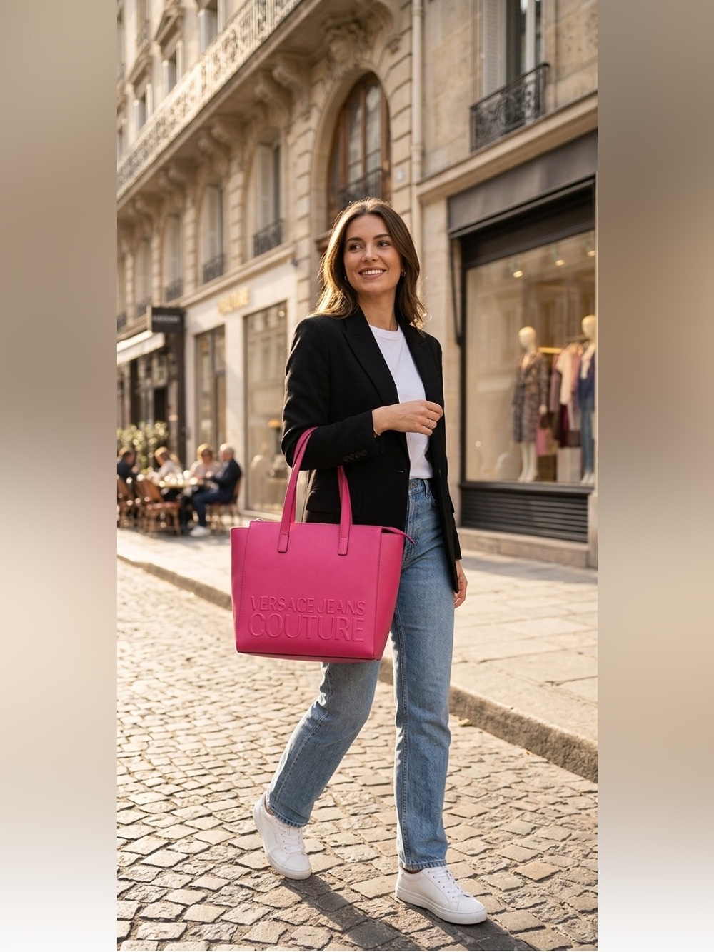 Versace Jeans Couture Hot Pink Logo-Debossed Tote Bag